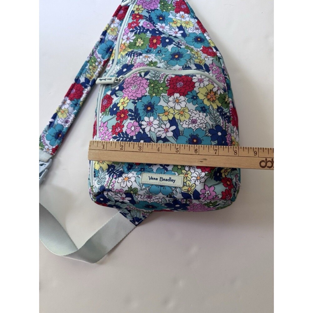 Vera Bradley Blue Floral Crescent Sling Crossbody Bag Zip Adjustable Strap - Picture 4 of 13